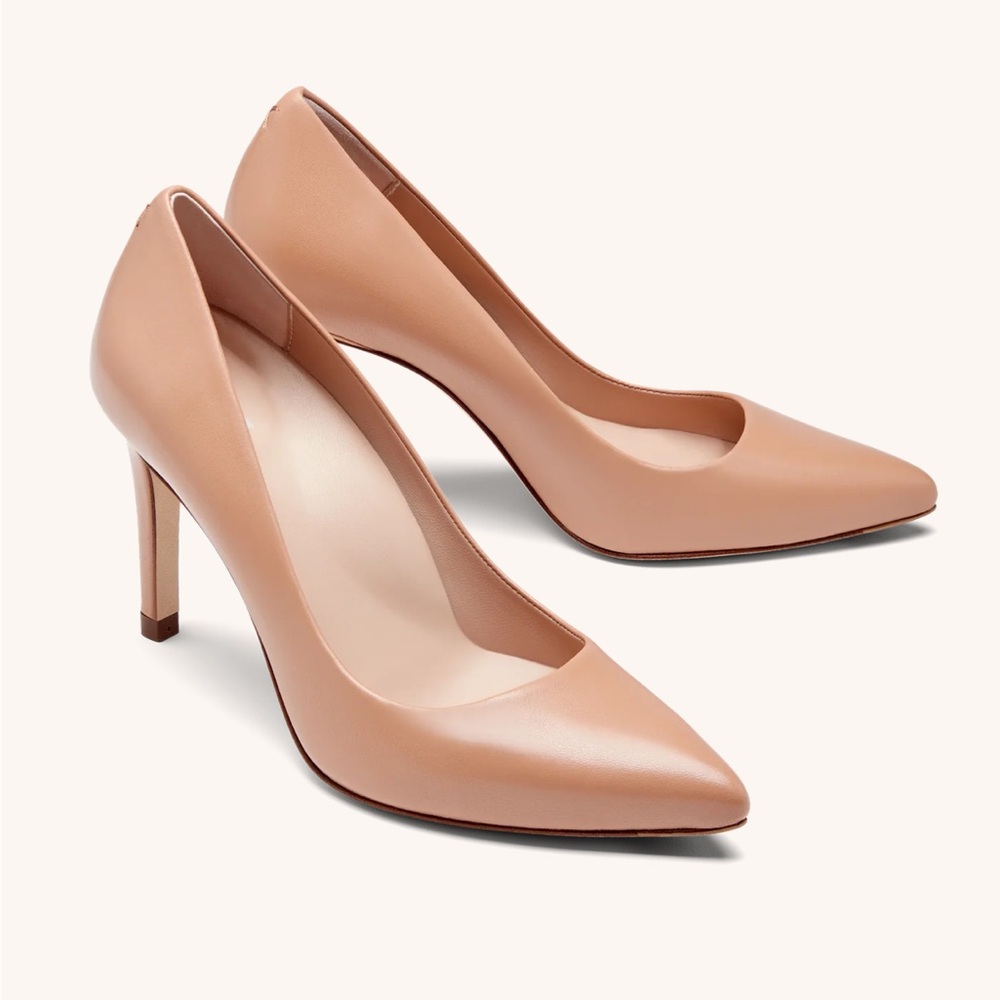 Classic Pointed-Toe Nude Leather Pumps - Women